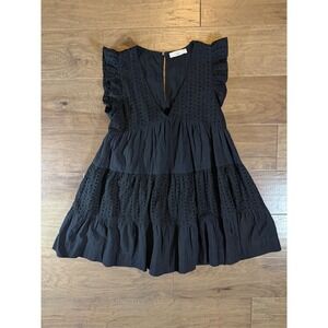 Talulah Black Eyelet Tiered Babydoll Romper Dress Ruffle Sleeve S18511 S‎